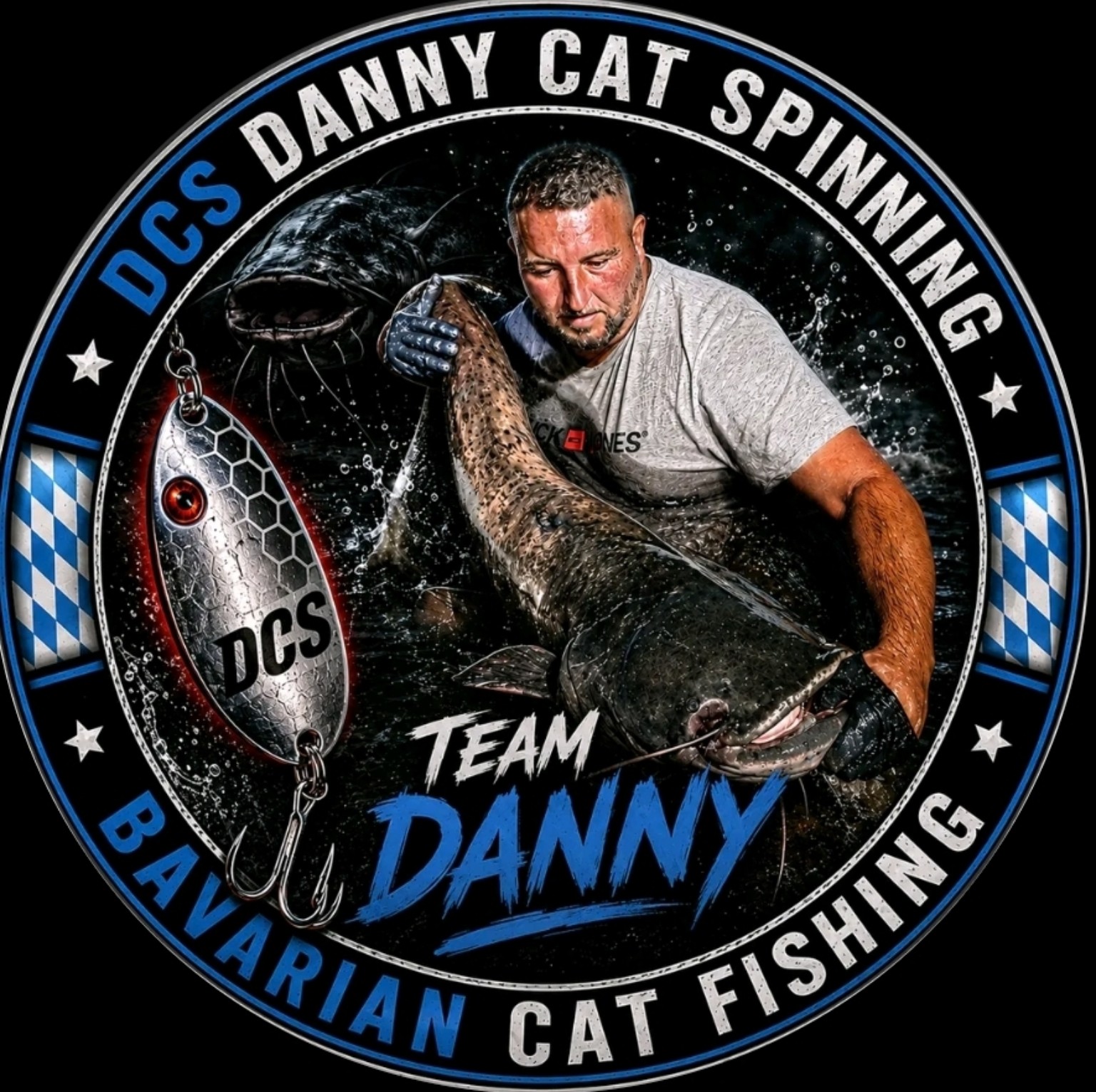 Original-Logo Team Danny · DCS Danny Cat Spinning · Bavarian Cat Fishing